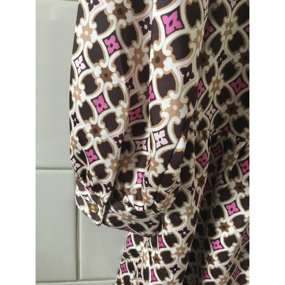 LOFT Geo Split Neck Flare Dress New Womens Size 2 - Picture 8 of 9